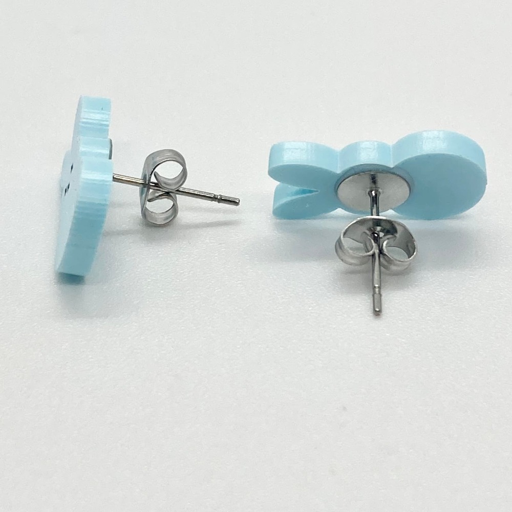 Blue Peeps Easter Bunny Rabbit Stud Earring Pair - Picture 5 of 7